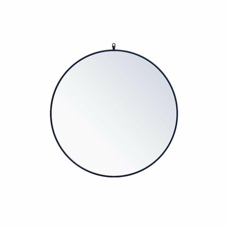 BLUEPRINTS 36 in. Metal Frame Round Mirror with Decorative Hook Blue BL2961494